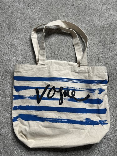 Vogue canvas tote bag blue - canvas,